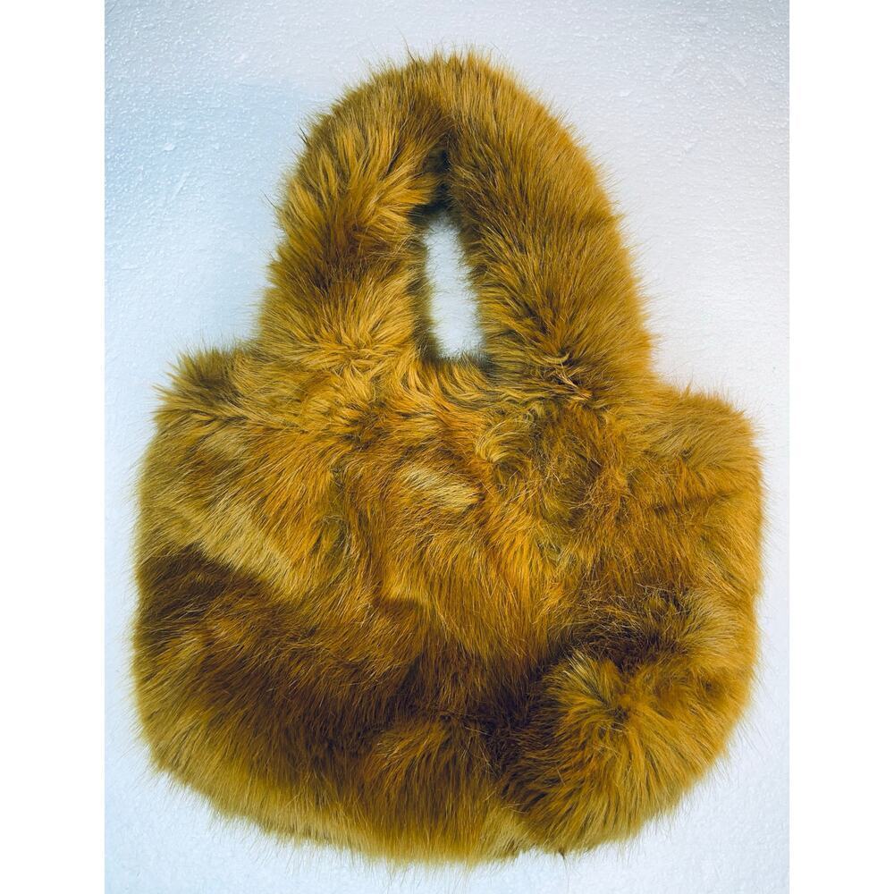 J. CREW Faux Fur Mini Tote Tan NWT